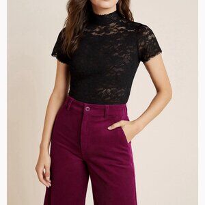 Guess Women’s Medium Black Lace Top High Neck Baddie Gothic Romantic Clubwear